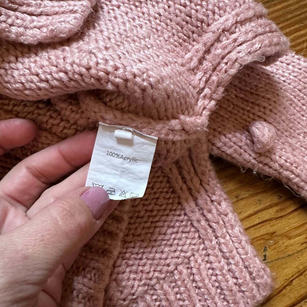 Pink toddler knit pompom button cardigan sweater SIZE 2T - Picture 2 of 4